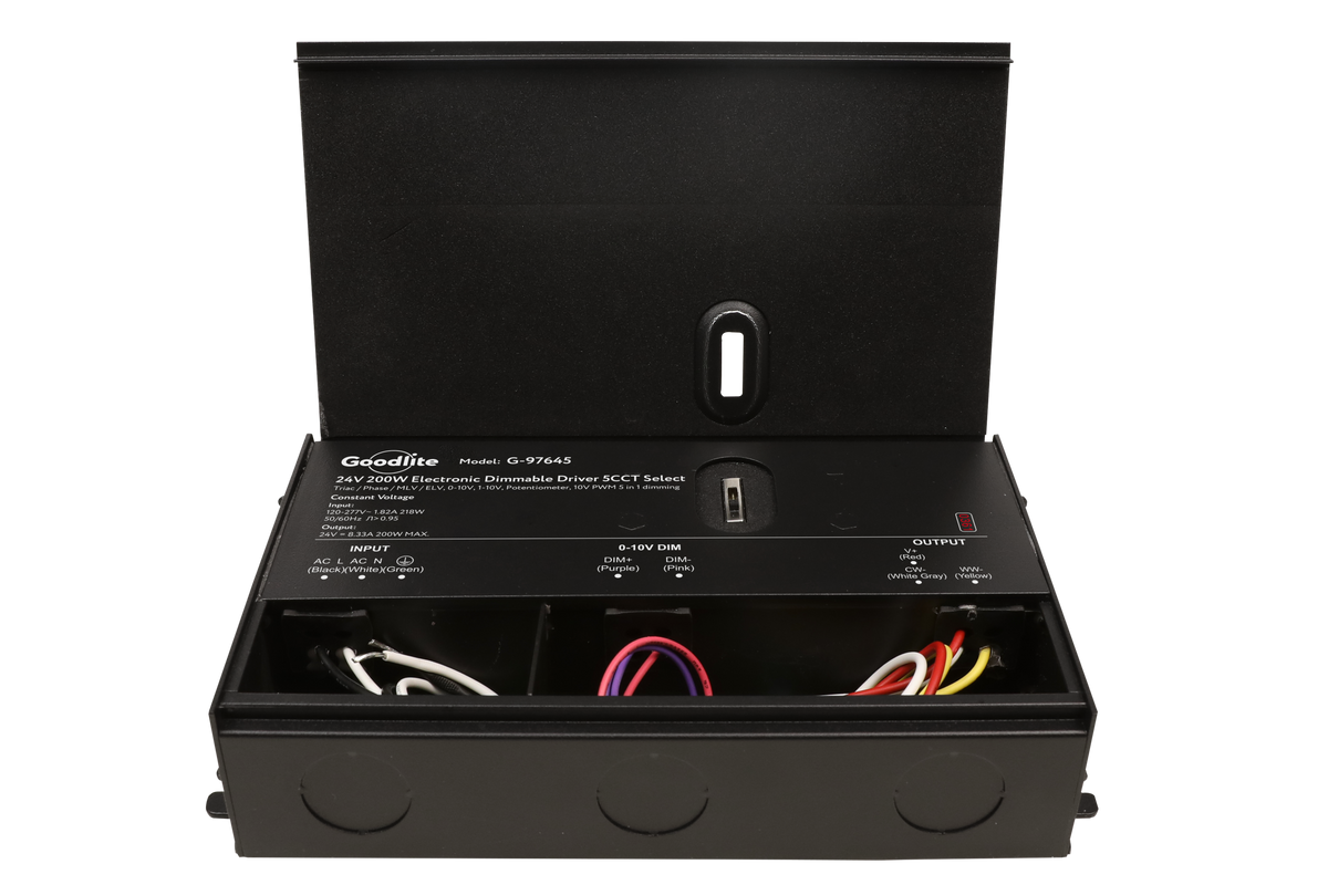 Led Ribbon Channel 200W Electronic Led Driver 24V 5CCT (Multi Dimming) – Goodlite