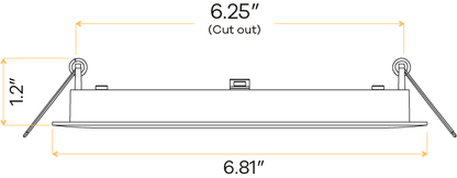 6" Square Flushed Baffle slim