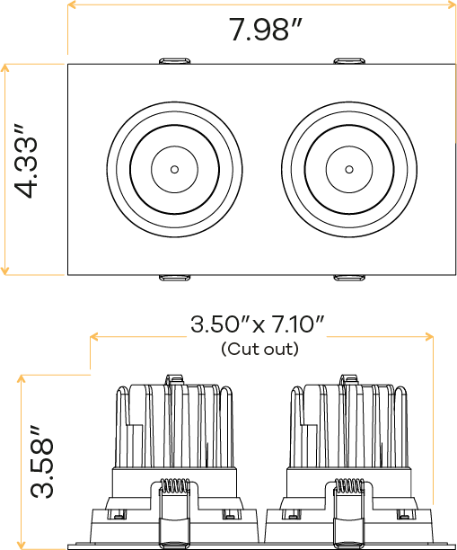 3.5” Double Head Multiple Gimbal White