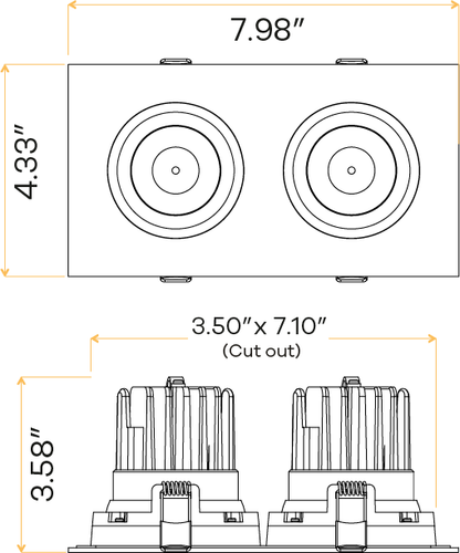 3.5” Double Head Multiple Gimbal White
