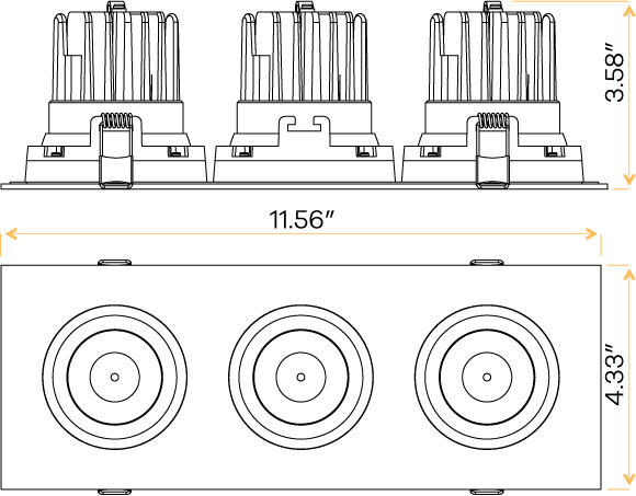 3.5” Triple Head Multiple Gimbal White