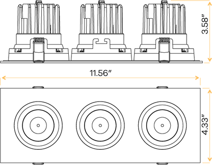 3.5” Triple Head Multiple Gimbal White