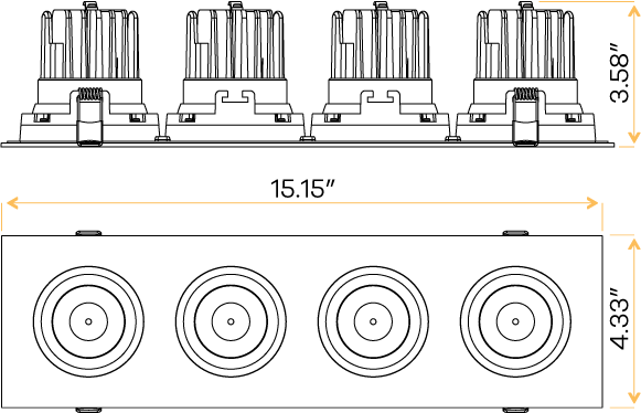 3.5” Four Head Multiple Gimbal White