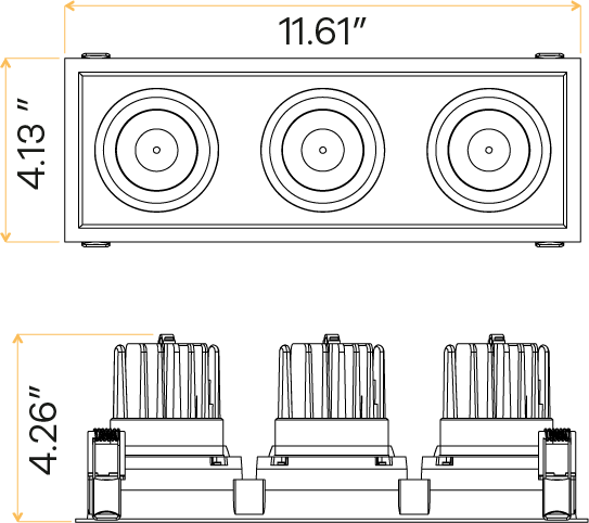 3.5” Triple Head Multiple Regress Gimbal White