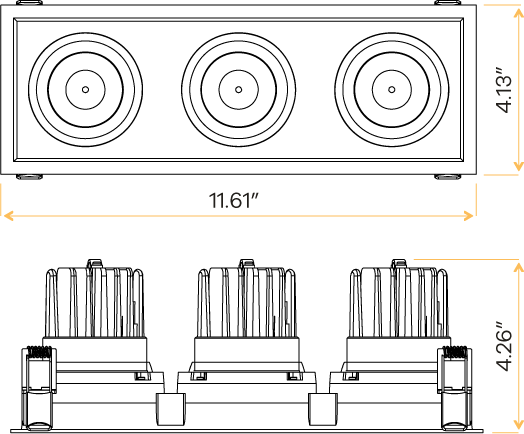 3.5” Triple Head Multiple Regress Gimbal White