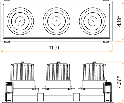 3.5” Triple Head Multiple Regress Gimbal White