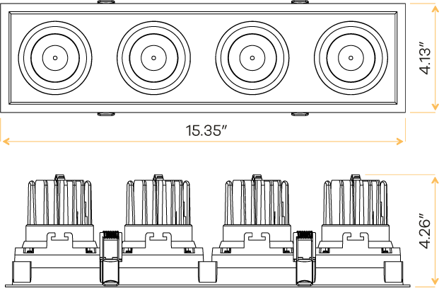 3.5” Four Head Multiple Regress Gimbal White