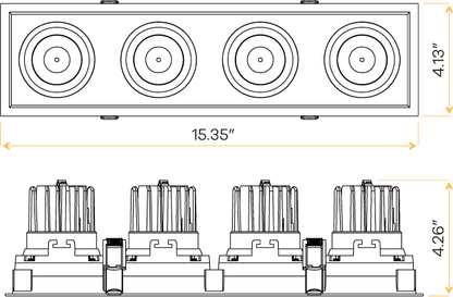 3.5” Four Head Multiple Regress Gimbal White