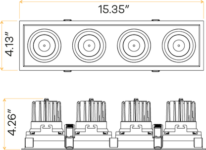 3.5” Four Head Multiple Regress Gimbal White