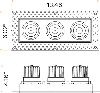 3.5” Trimless Triple Head Multiple Regress Gimbal White