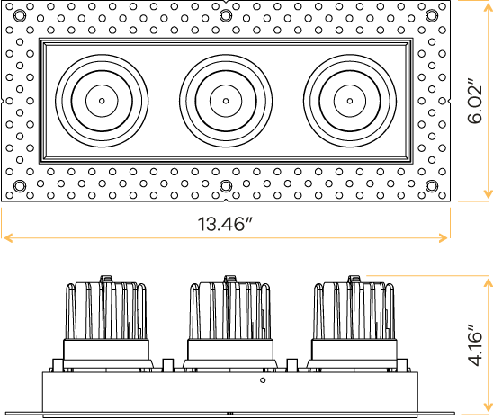 3.5” Trimless Triple Head Multiple Regress Gimbal White