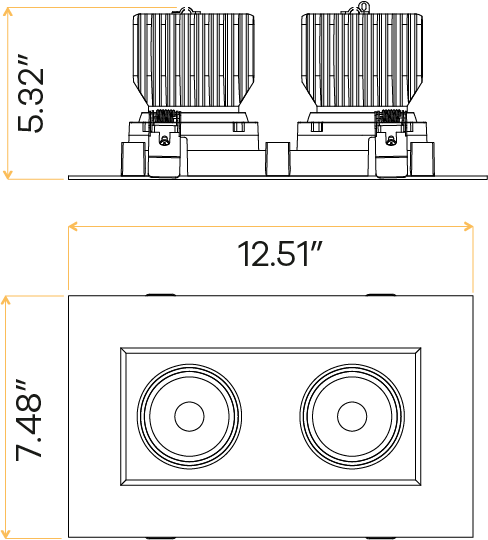 4” Double Head Regress Multiple Gimbal White