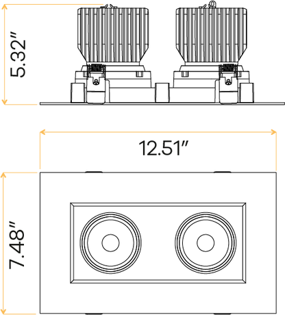 4” Double Head Regress Multiple Gimbal White