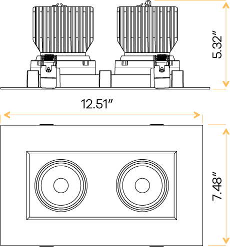 4” Double Head Regress Multiple Gimbal White