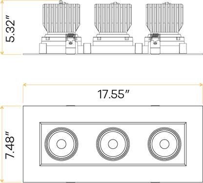4” Triple Head Regress Multiple Gimbal White