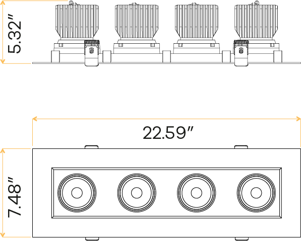 4” Four Head Regress Multiple Gimbal White