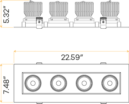 4” Four Head Regress Multiple Gimbal White