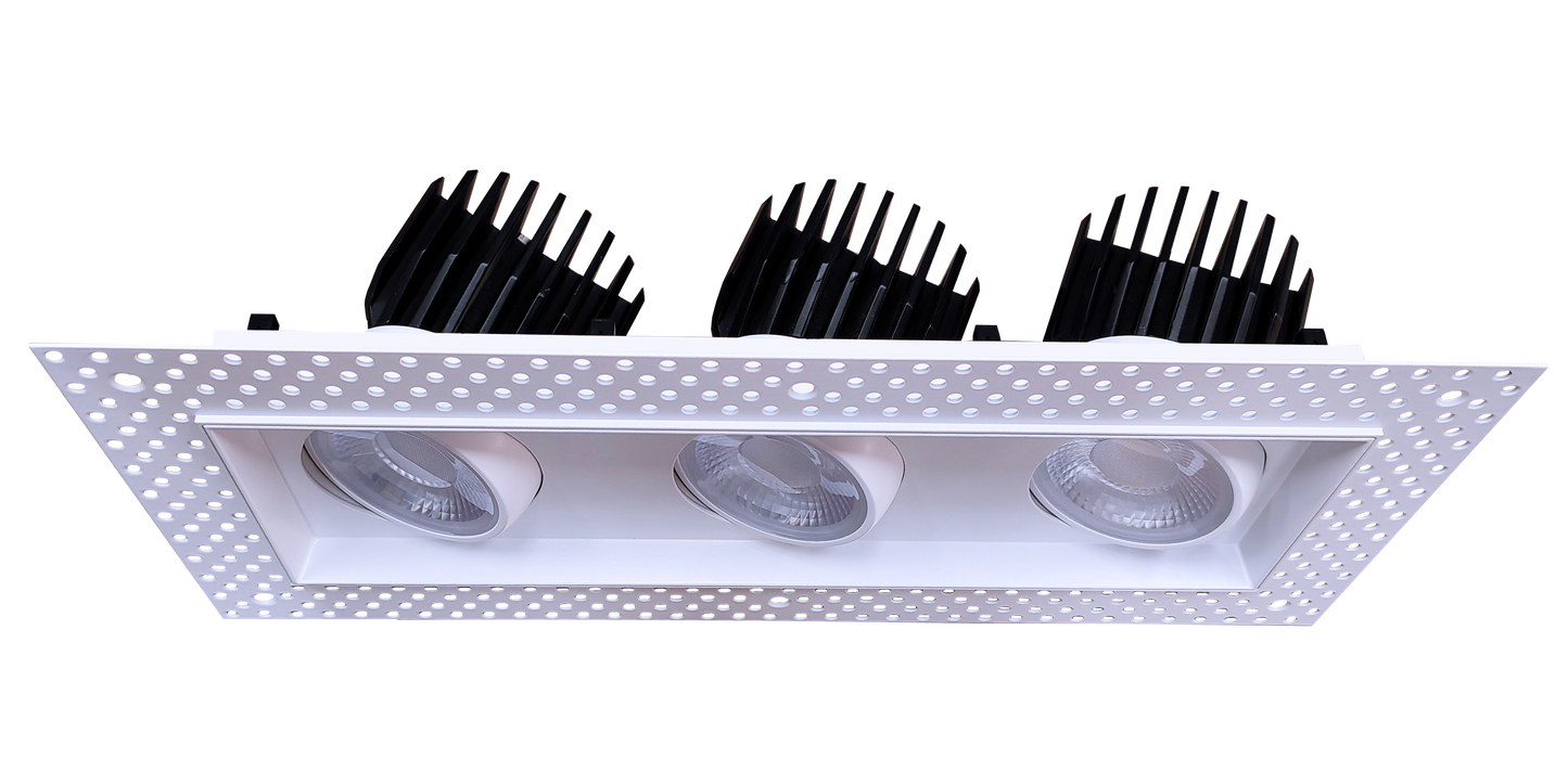 4" Triple Head Trimless Regress Multiple Gimbal White