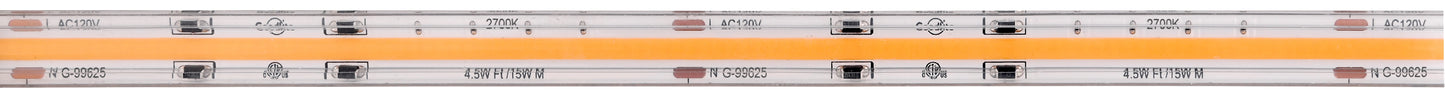 4.5W 120V Wet Rated COB Tape Light 100ft 2700K