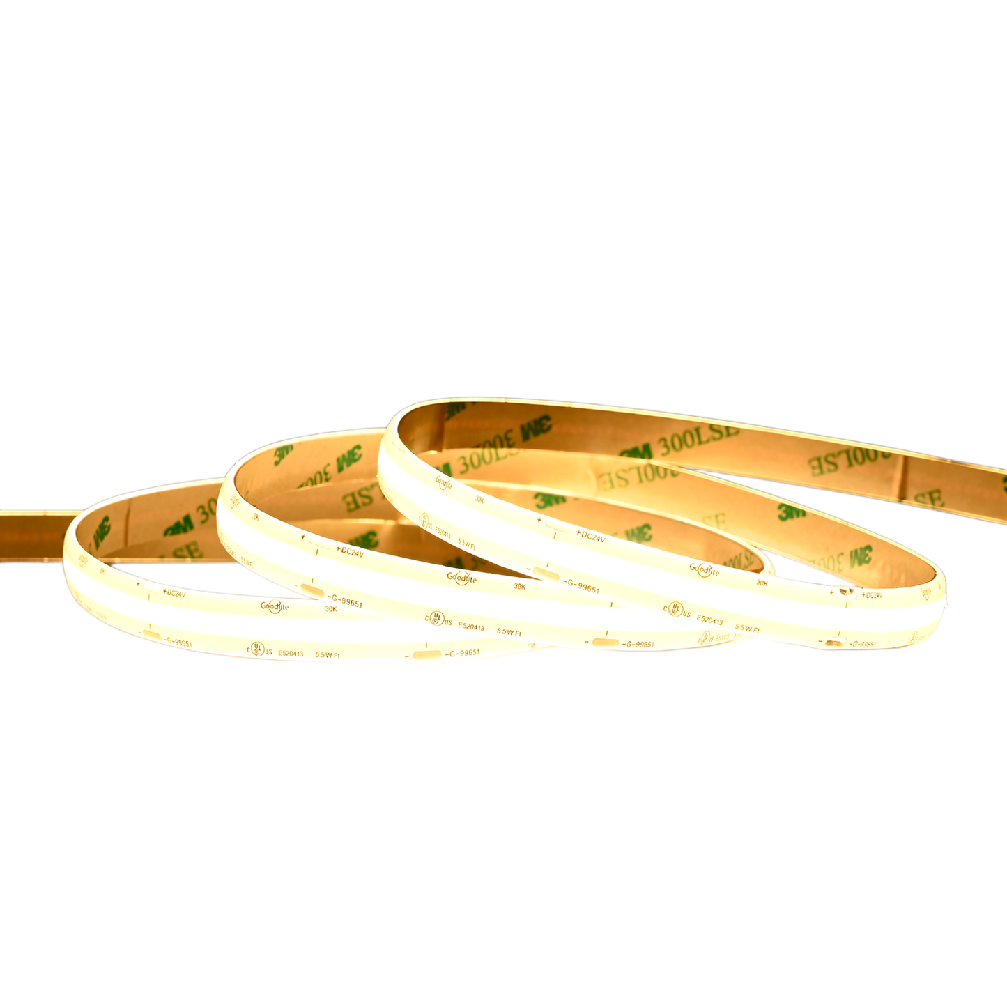 5.5W 24V IP65 Wet Rated COB Tape Light 3000k