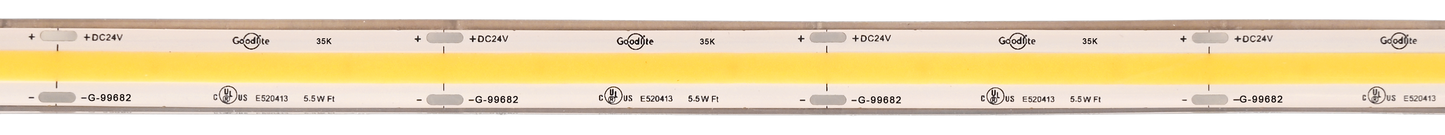 5.5W 24V IP68 Wet Rated COB Tape Light 3500k