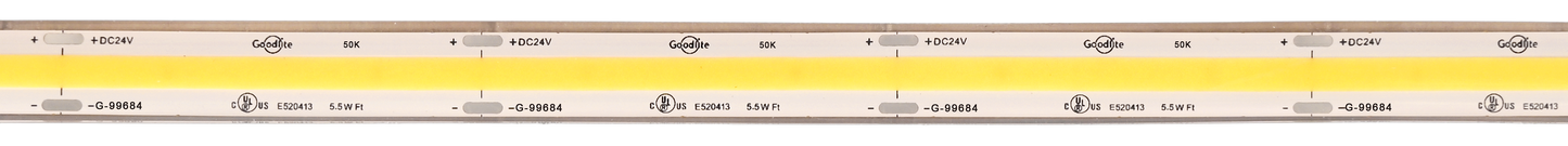 5.5W 24V IP68 Wet Rated COB Tape Light 5000k