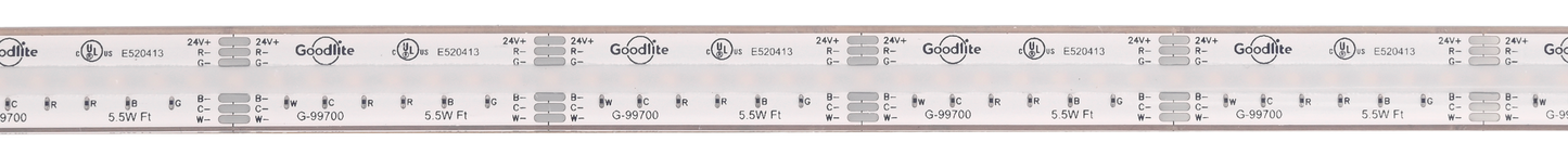 5.5W IP68 24v Wet Rated COB RGBWW Tape