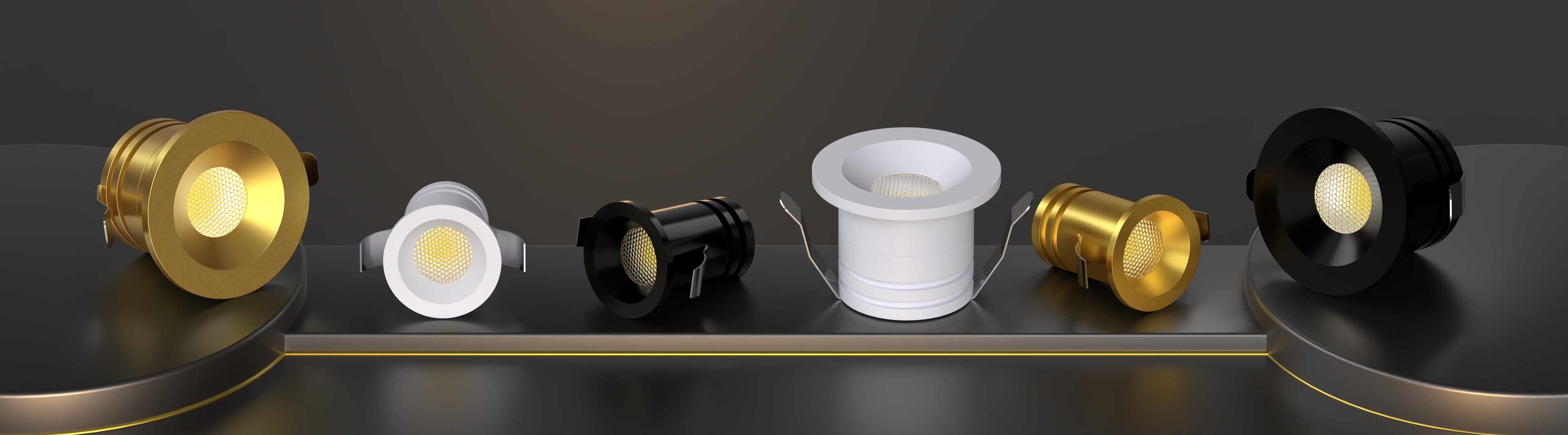 mini puck lights, White, black, Brass, 