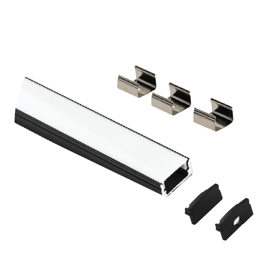 1/2" Aluminum Surface Mount Channel Black
